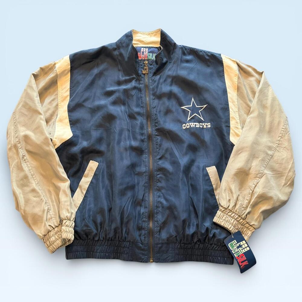 Vintage Dallas Cowboys Jacket Mens Large Blue NFL Football JH Silk 90s